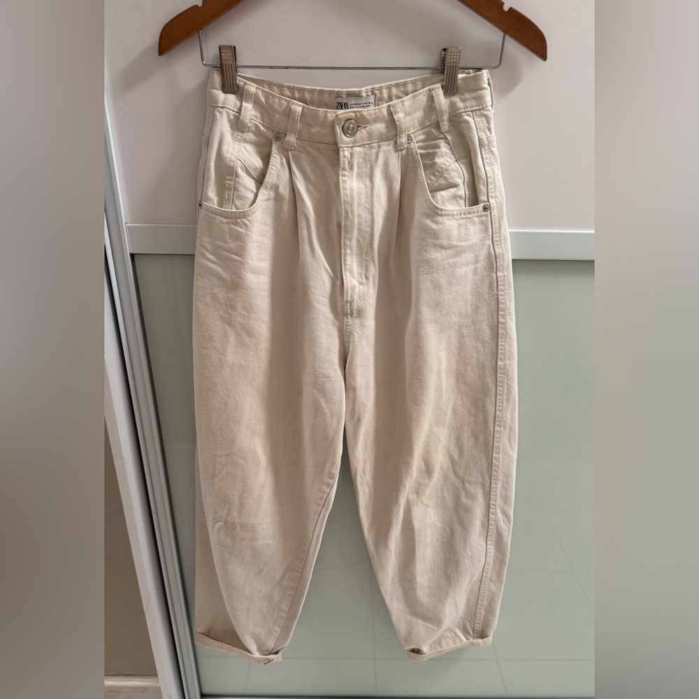 Zara Cream Straight Leg Pants